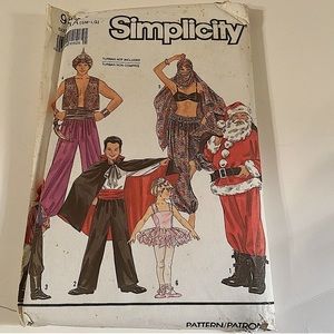 Simplicity 9892 Size AA Sm-Lg  Children Multiple Costume Project Pattern.